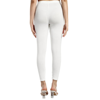 Women Off White Ankle Length Legging