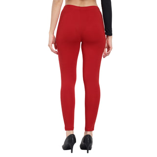 Women Dark Red Regular Legging