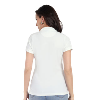 Women Bright White Comfort Cotton Polo T-Shirt