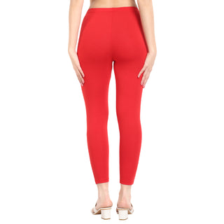 Women Dark Red Ankle Length Legging