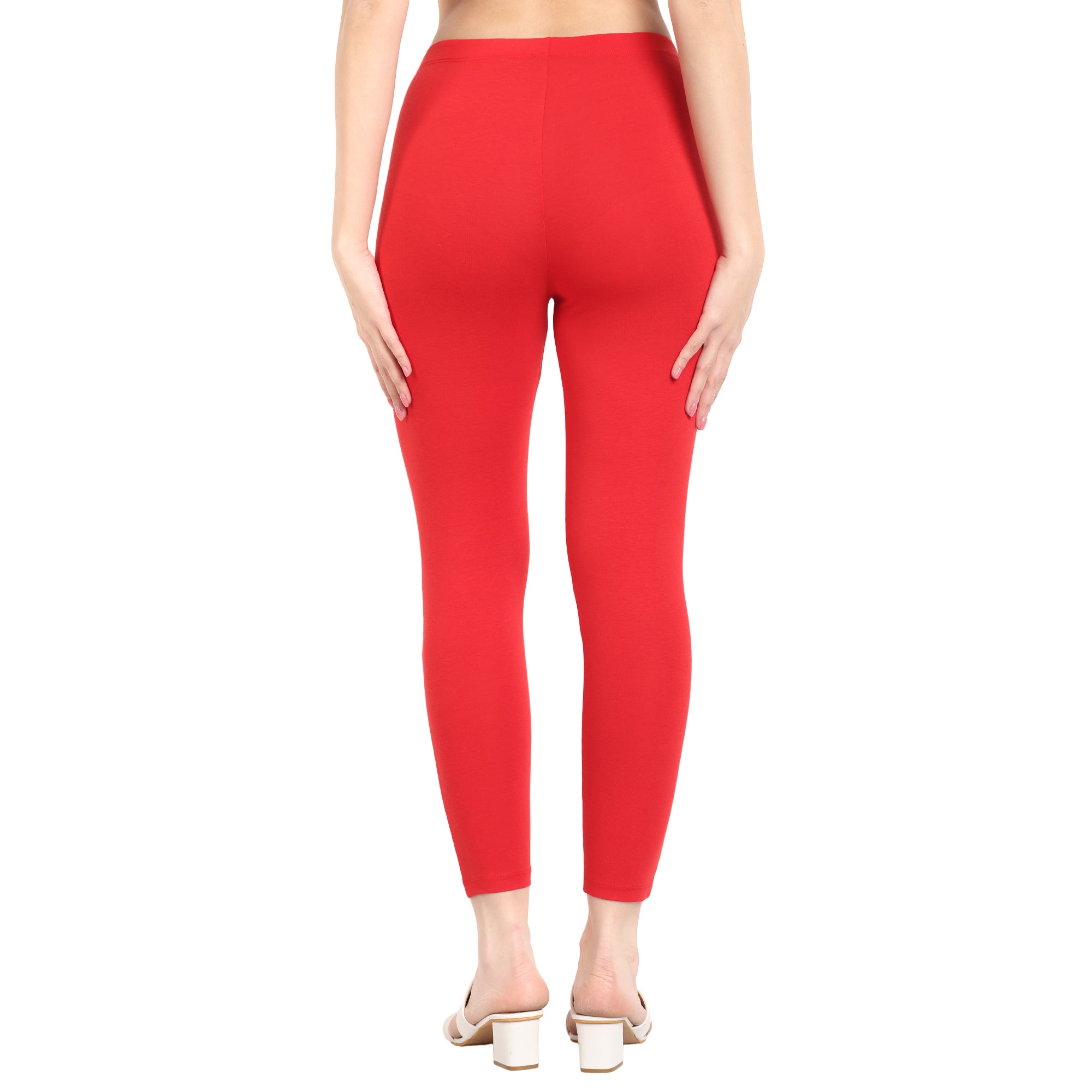 Women Dark Red Ankle Length Legging