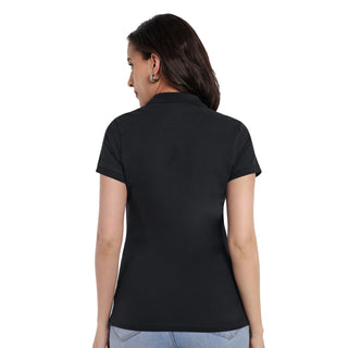 Women Black Comfort Cotton Polo T-Shirt