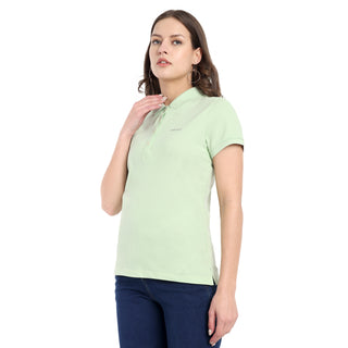 Women Light Green Comfort Cotton Polo T-Shirt