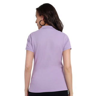 Women Purple Comfort Cotton Polo T-Shirt