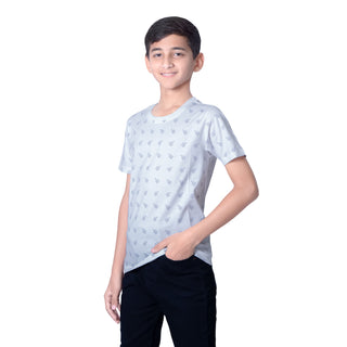 Boys Printed Pure Cotton T Shirt, White