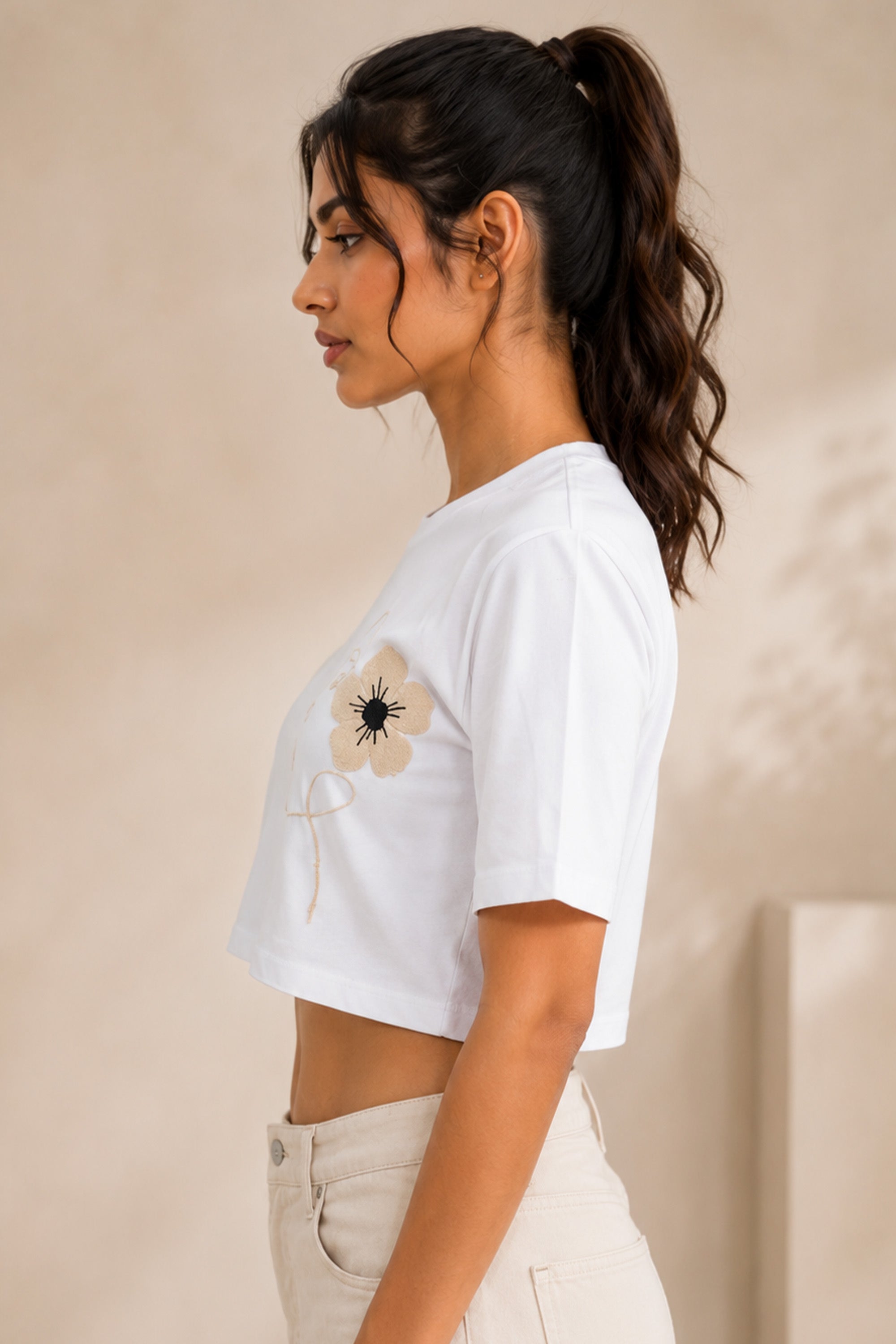 WHITE WOMEN HALF SLEEVE TSHIRT