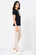 BLACK WOMEN HALF SLEEVE TSHIRT