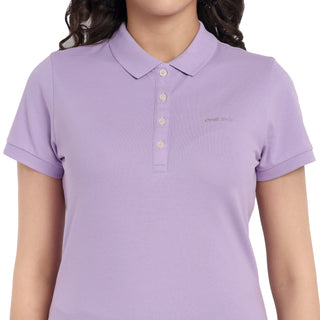 Women Purple Comfort Cotton Polo T-Shirt