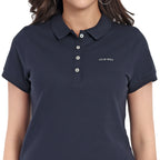 Women Dark Navy Comfort Cotton Polo T-Shirt