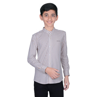 BOYS LINING BEIGE COTTON SHIRT