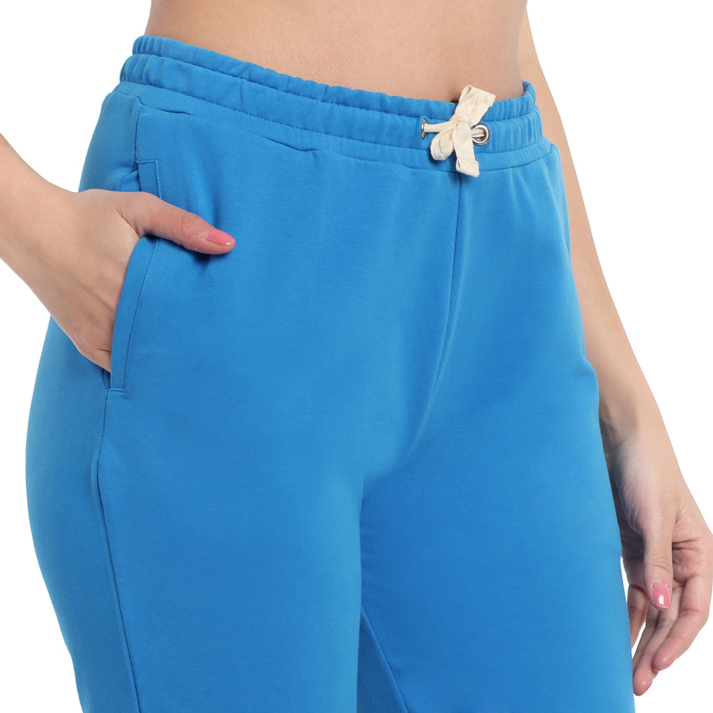 Women Royal Blue Cotton Joggers