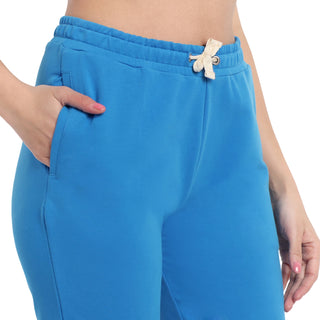 Women Royal Blue Cotton Joggers