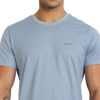 Men Dull Sky Tonal Printed Round Neck T-Shirt