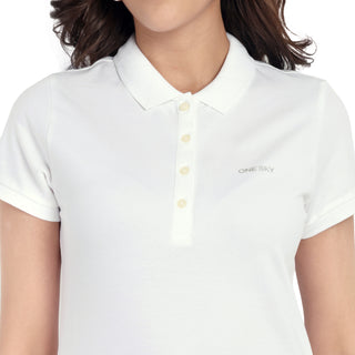 Women Bright White Comfort Cotton Polo T-Shirt