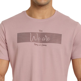 Men Dusk Pink Round Neck T-Shirt