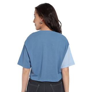 Women Blue Oversized Crop Top