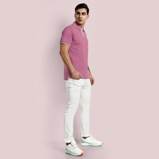 Men Mauve Pink Tipping Polo T-Shirt