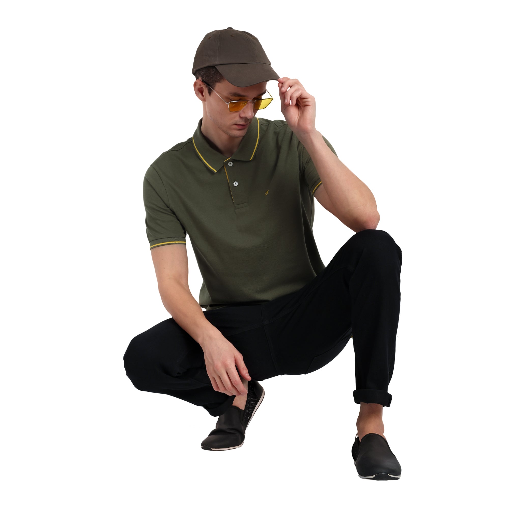 Men Nu Olive Round Neck T-Shirt
