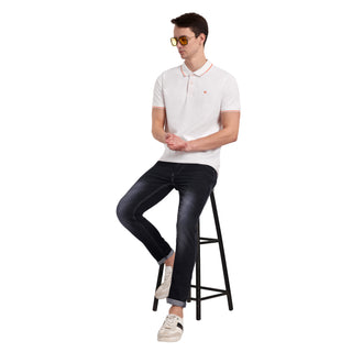 Men White Round Neck T-Shirt