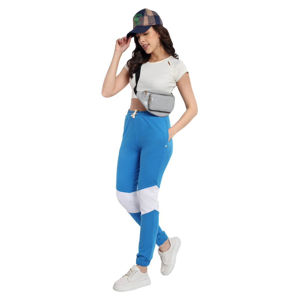 Women Royal Blue Cotton Joggers