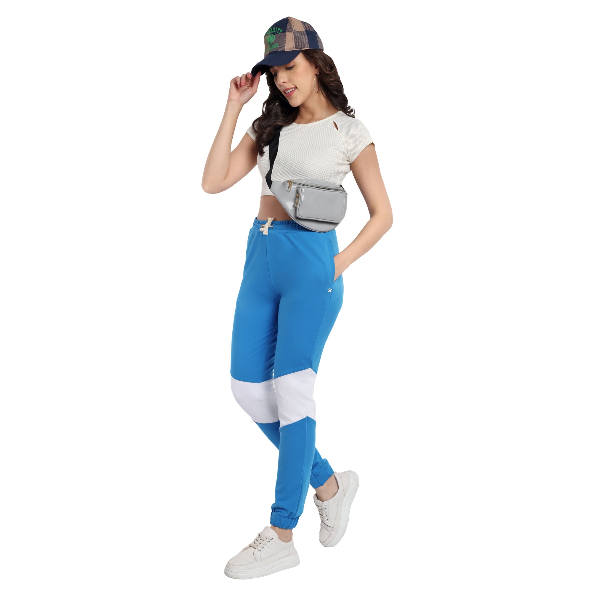 Women Royal Blue Cotton Joggers