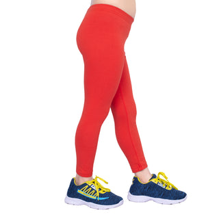 GIRLS BRIGHT RED LONG LENGTH LEGGING