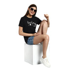 Women Black Printed Round Neck T-Shirt