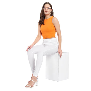 Women White Regular Legging