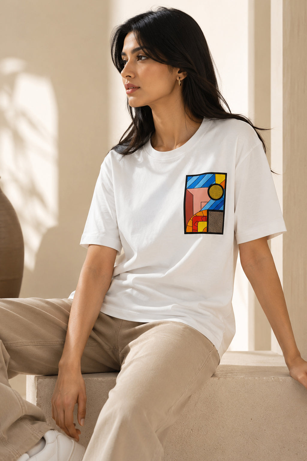 WHITE WOMEN HALF SLEEVE TSHIRT