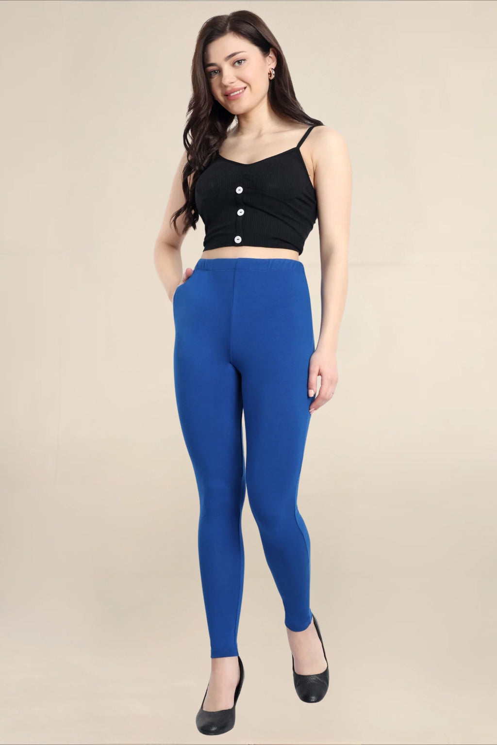 WOMENS INDIGO REGULAR LENGTH POCKET LEGGING