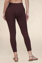WOMENS DEEP BROWN ANKLE LENGTH POCKET LEGGING