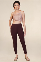 WOMENS DEEP BROWN ANKLE LENGTH POCKET LEGGING