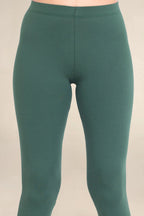 ONE SKY WOMEN MOSS GREEN SOLID LEGGINGS