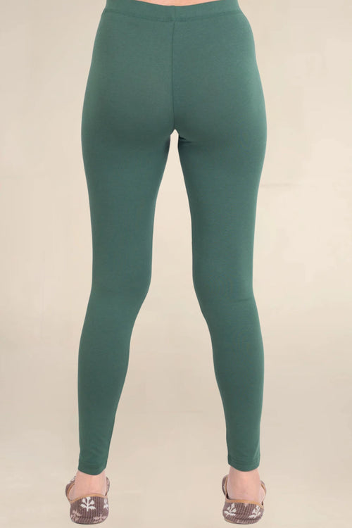 ONE SKY WOMEN MOSS GREEN SOLID LEGGINGS