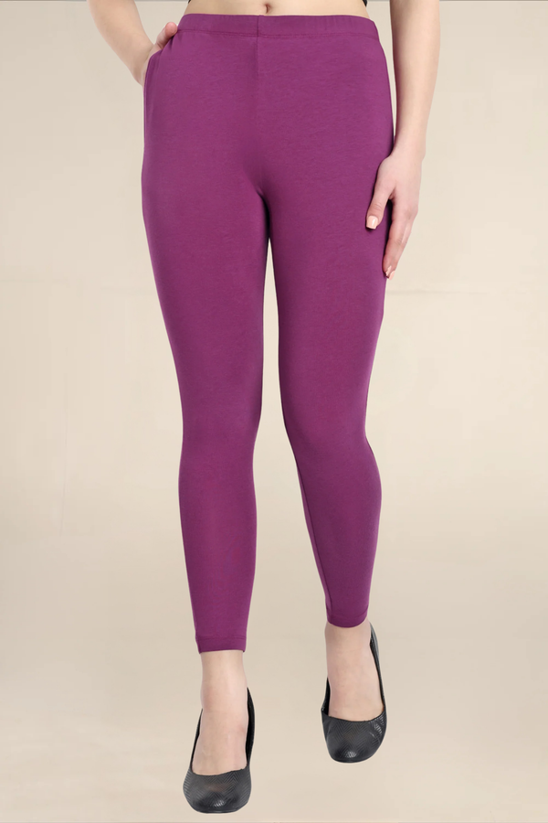 WOMENS DARK VIOLET ANKLE LENGTH POCKET LEGGING