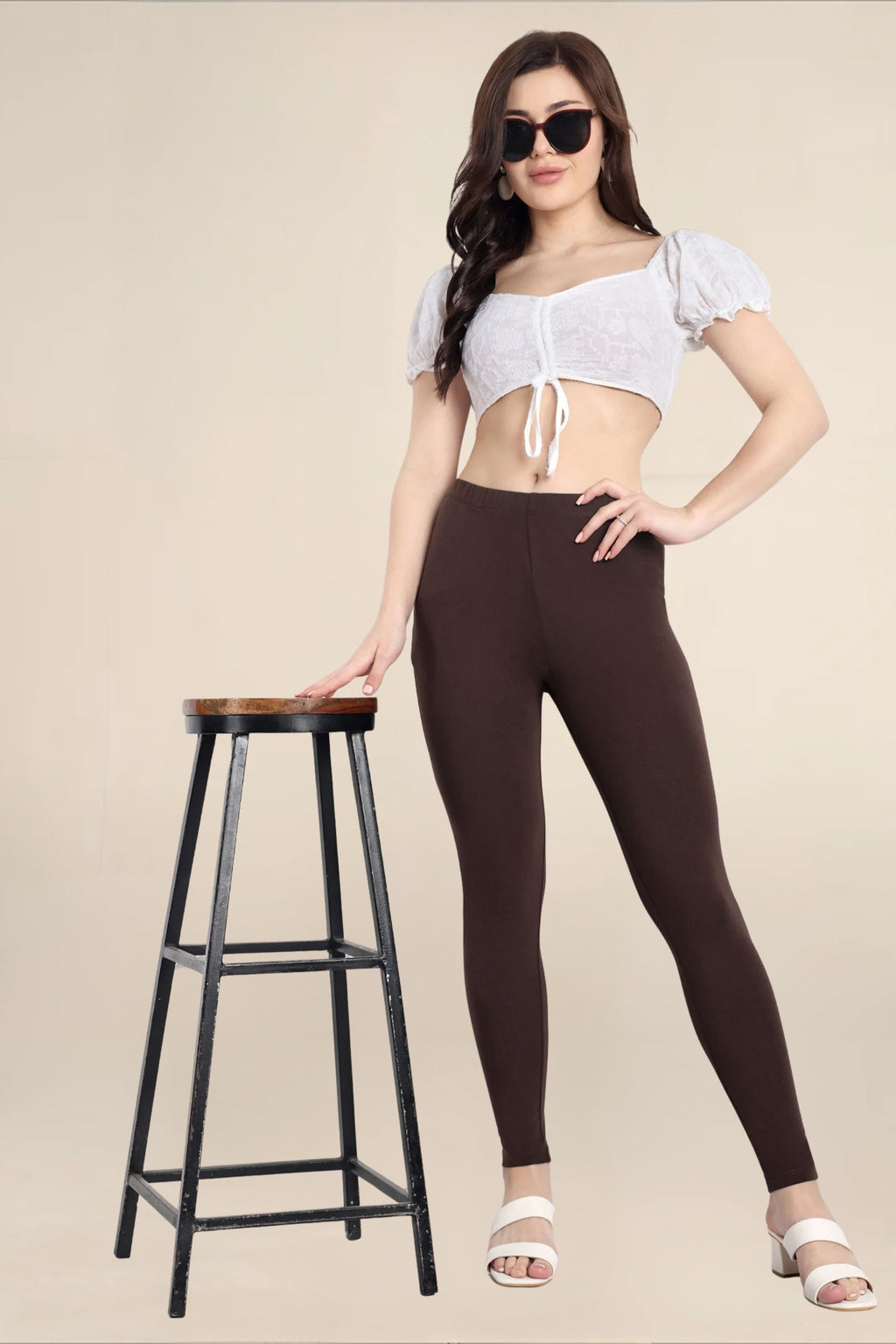 WOMENS DEEP BROWN REGULAR LENGTH POCKET LEGGING