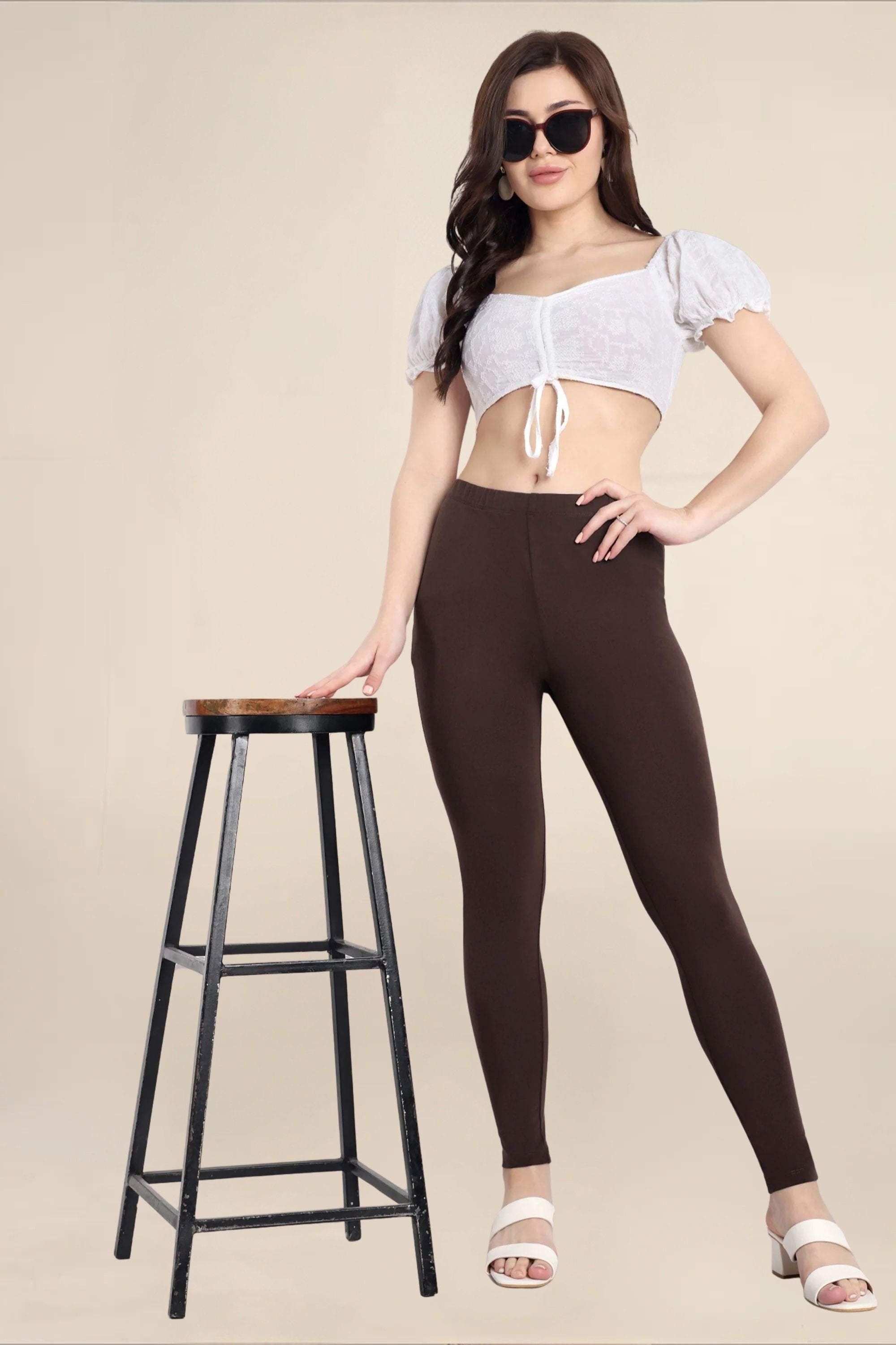 WOMENS DEEP BROWN REGULAR LENGTH POCKET LEGGING