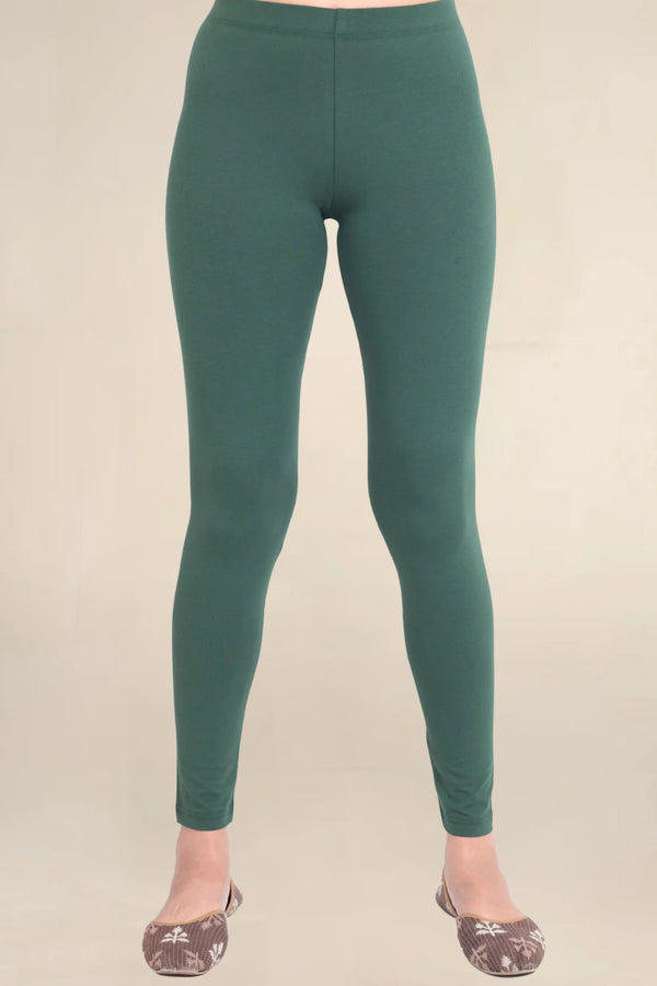 ONE SKY WOMEN MOSS GREEN SOLID LEGGINGS