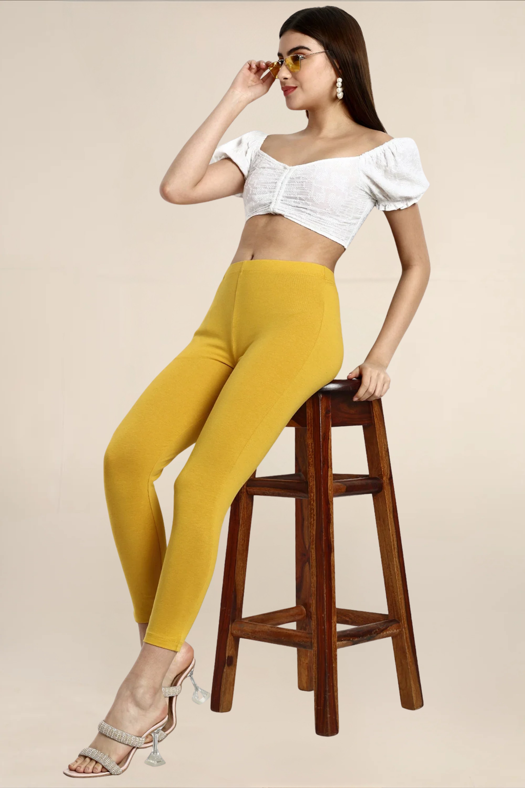 Women Mustard Ankle Length Legging
