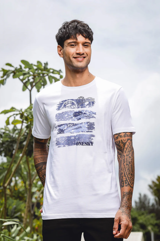 Men Printed Round Neck Pure Cotton White T-Shirt