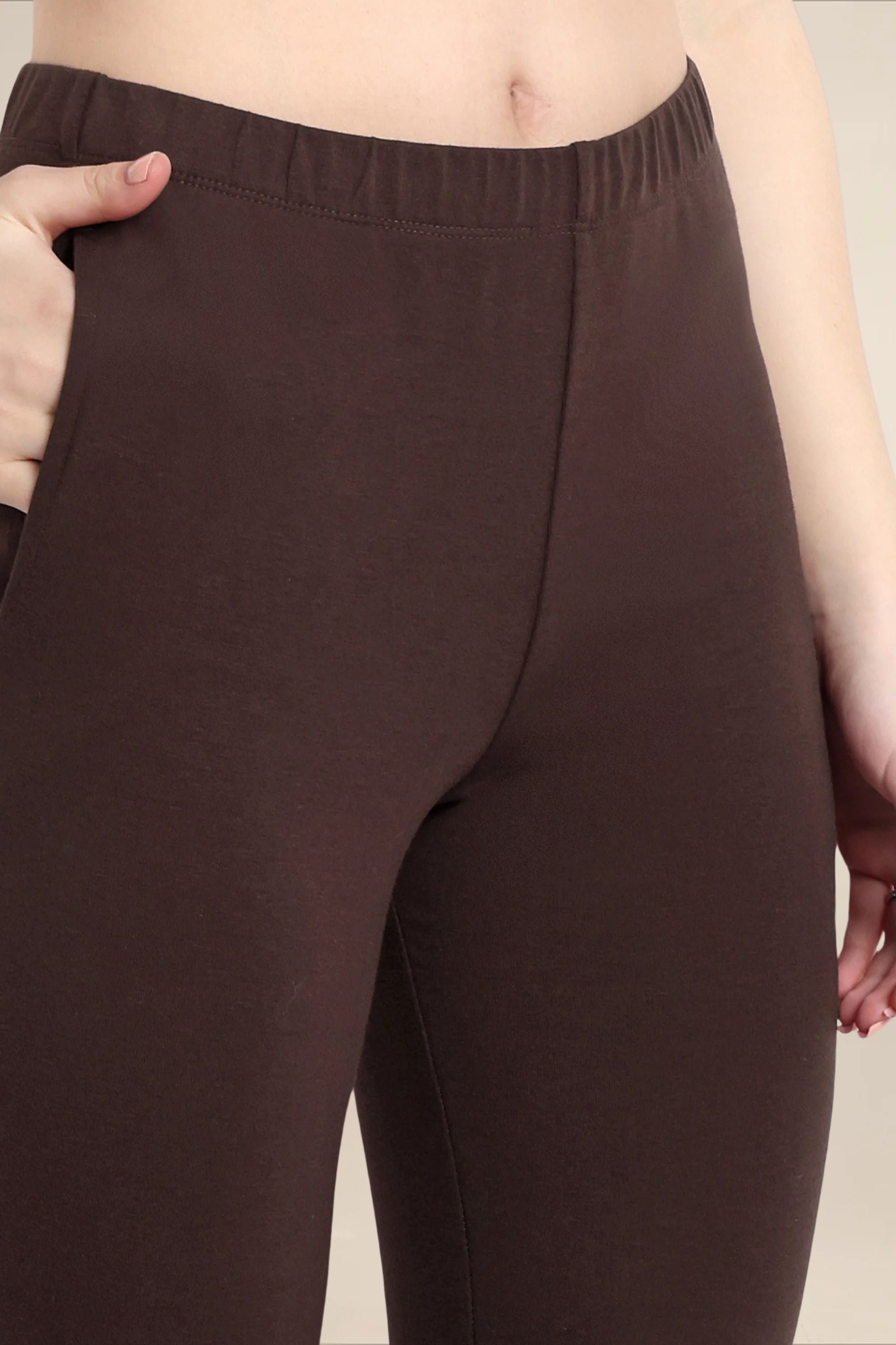 WOMENS DEEP BROWN REGULAR LENGTH POCKET LEGGING