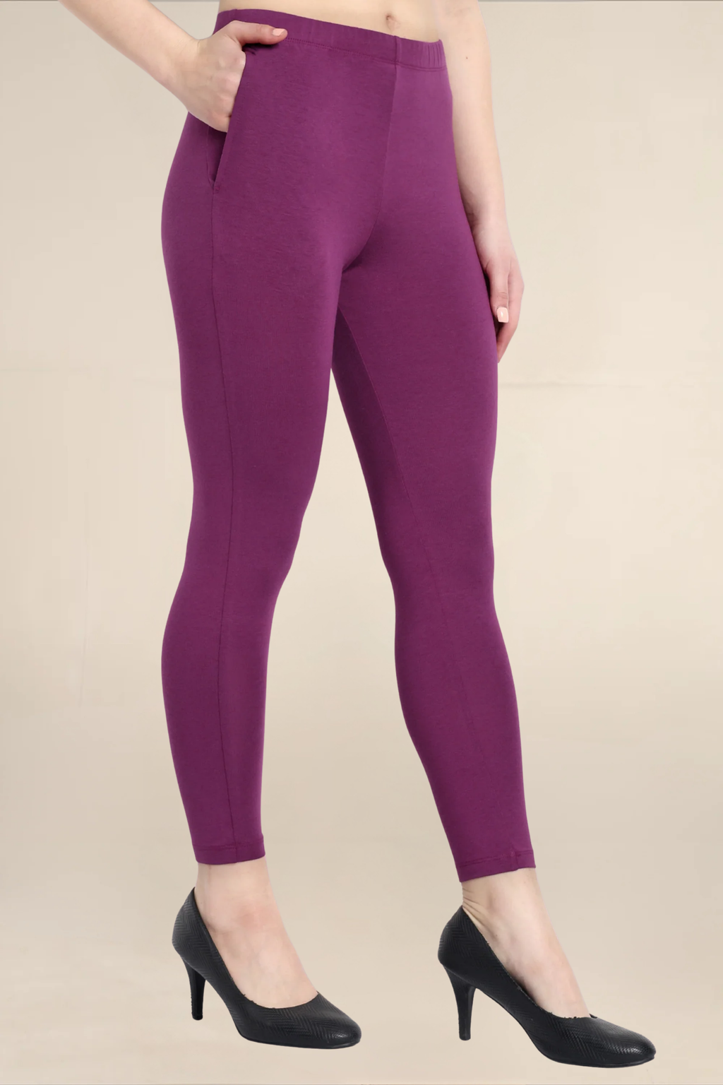 WOMENS DARK VIOLET ANKLE LENGTH POCKET LEGGING