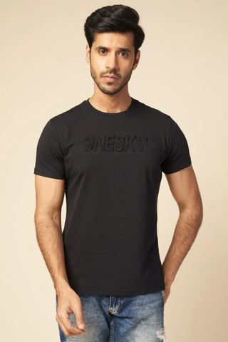 Men Black Round Neck T-Shirt