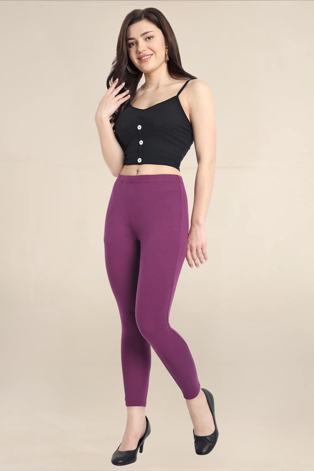 WOMENS DARK VIOLET ANKLE LENGTH POCKET LEGGING