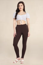 WOMENS DEEP BROWN REGULAR LENGTH POCKET LEGGING