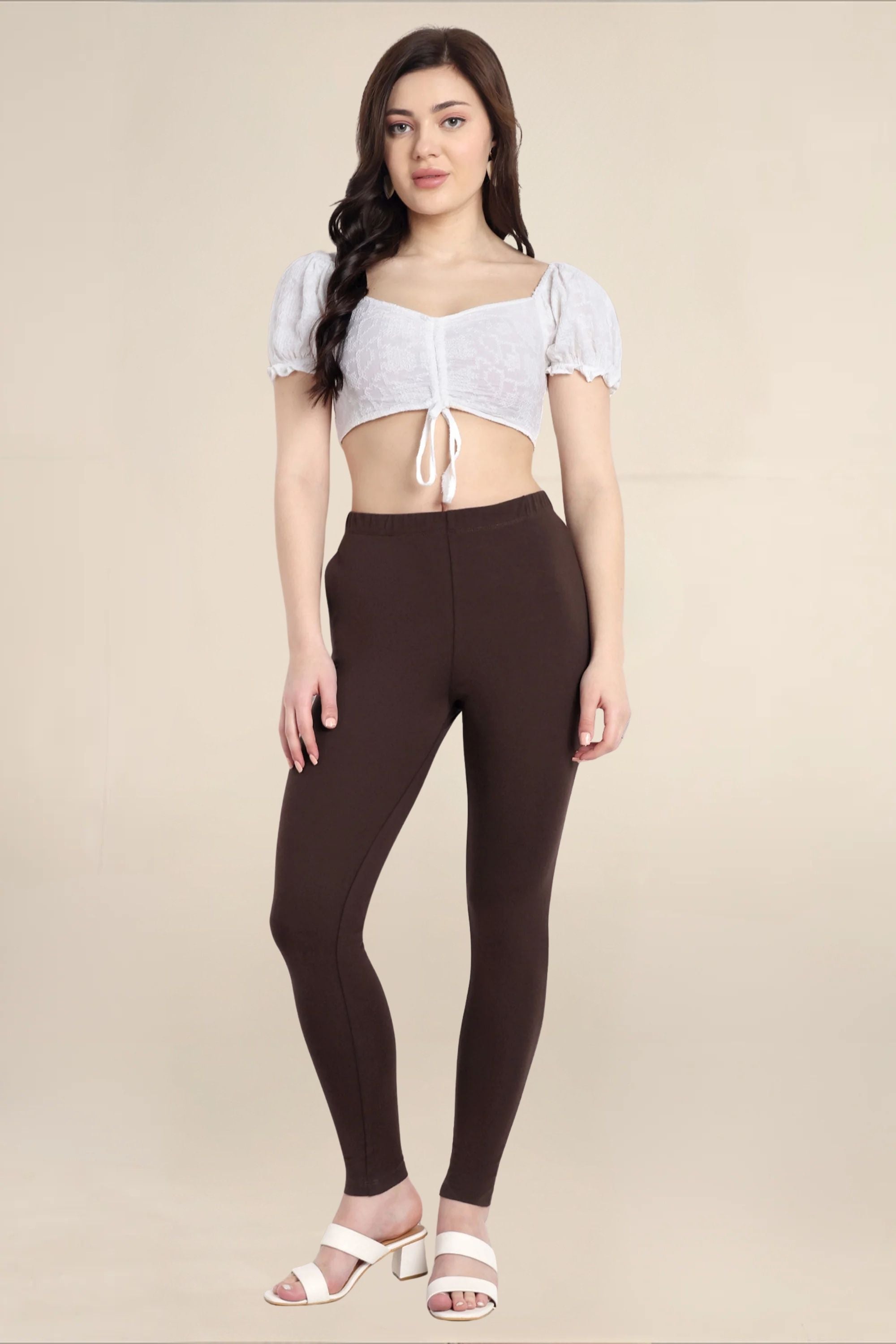 WOMENS DEEP BROWN REGULAR LENGTH POCKET LEGGING
