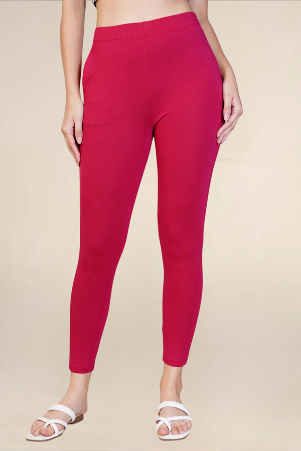 WOMENS DARK CERISE ANKLE LENGTH POCKET LEGGING