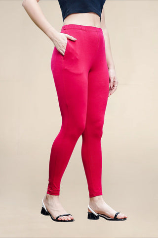 WOMENS DARK CERISE REGULAR LENGTH POCKET LEGGING