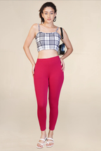 WOMENS DARK CERISE ANKLE LENGTH POCKET LEGGING