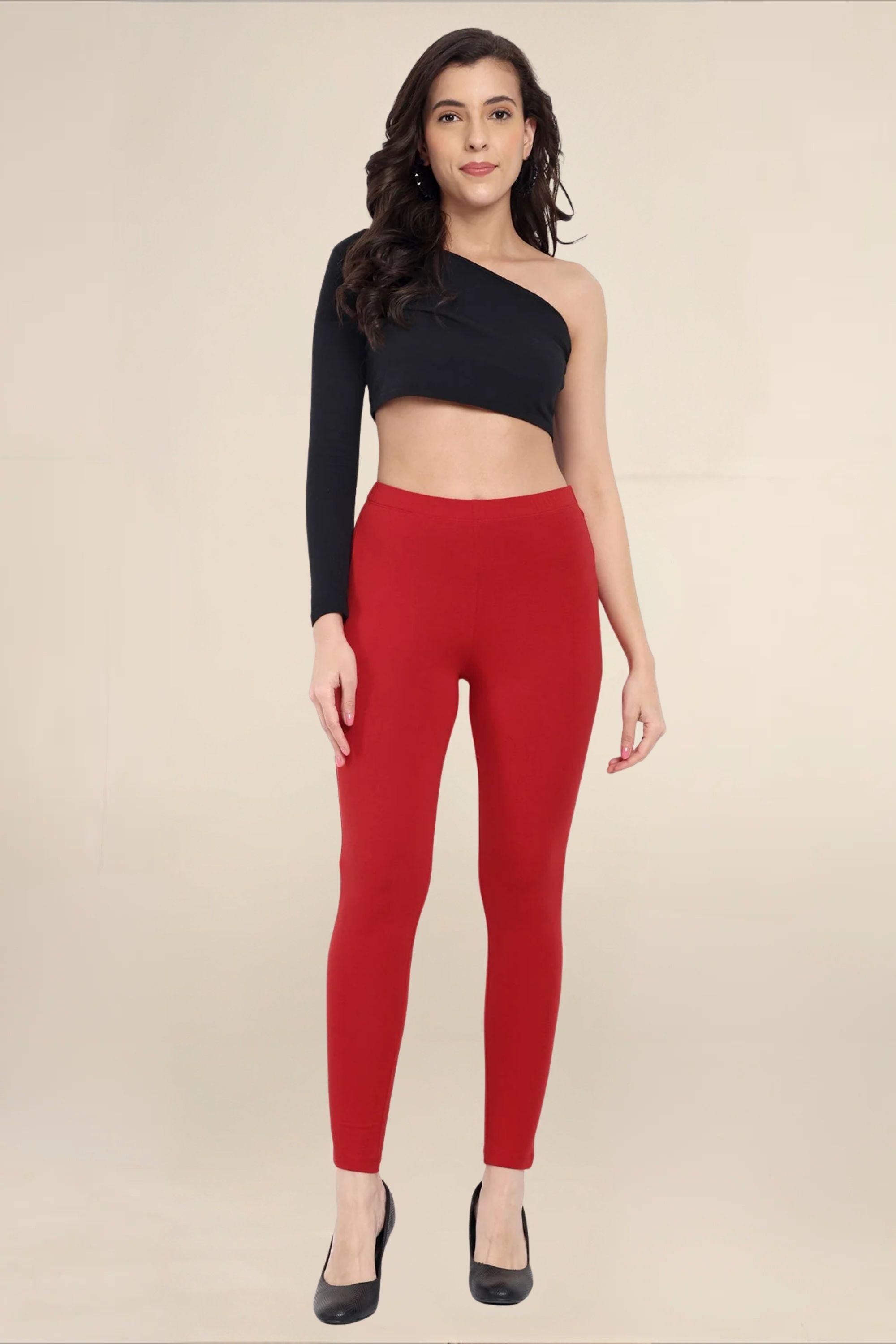 Women Dark Red Regular Legging